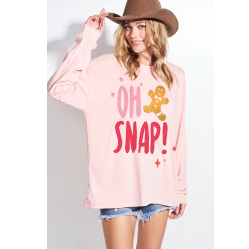 "The Courtney" Oversized Pink OH SNAP! Top
